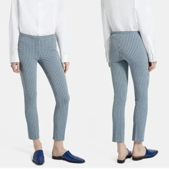 THEORY Classic Screen Viscose Skinny Trousers In Blue Midnight Multi size 8 - Picture 10 of 10